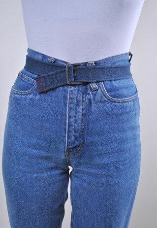 90S VINTAGE BLUE COTTON MINIMALIST WORKER BELT