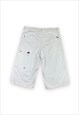 NO FEAR VINTAGE Y2K WHITE BAGGY SHORTS BUTTON AND ZIP FLY