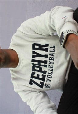 Vintage Champion Zephyr Volleyball Sweatshirt in Grey L