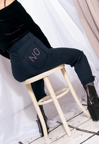 REWORKED TAPERED JEANS 80S VINTAGE NO STATEMENT EMBROIDERY