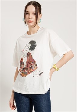 Oversized T-shirt in White with Egon Schiele Print