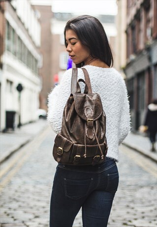 MEDIUM GREY LEATHER BACKPACK