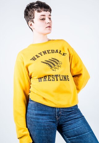VINTAGE 1990S YELLOW WRESTLING SWEATER