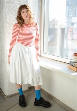 Vintage White Minimalist Midi Skirt