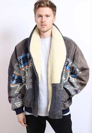 VINTAGE AZTEC FLEECE LINED JACKET