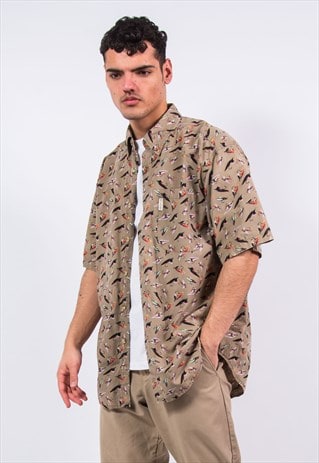 VINTAGE COLUMBIA FISH HOOK PRINT SHIRT