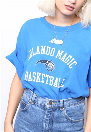 VINTAGE 90S ADIDAS BLUE BASKETBALL TOP T-SHIRT