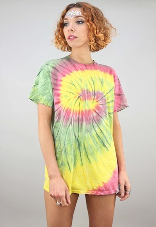 VINTAGE OVERSIZED TIE DYE COLOURFUL FESTIVAL T-SHIRT