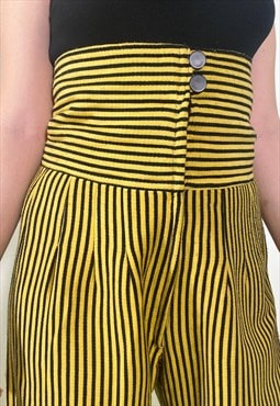 VIntage 90s stripes carrot yellow trousers 