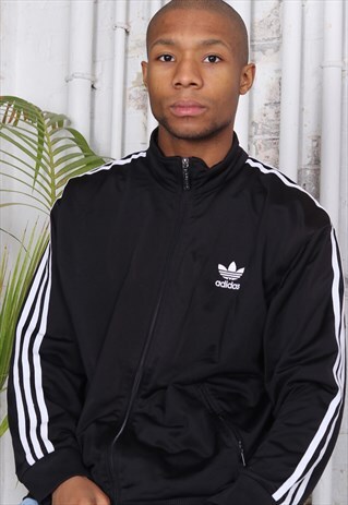 VINTAGE ADIDAS LOGO THREE STRIPE TRACK JACKET BLACK