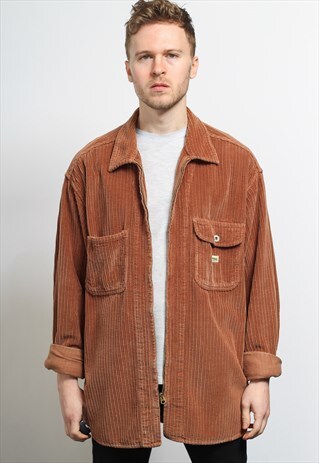 VINTAGE CORDUROY CORD SHIRT BROWN