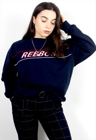90'S RETRO NAVY SPELL-OUT SWEATSHIRT