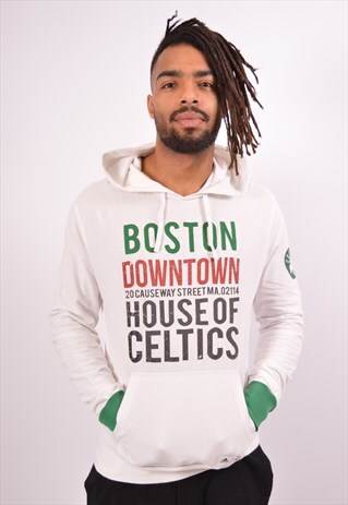 VINTAGE ADIDAS BOSTON DOWNTOWN HOODIE JUMPER WHITE