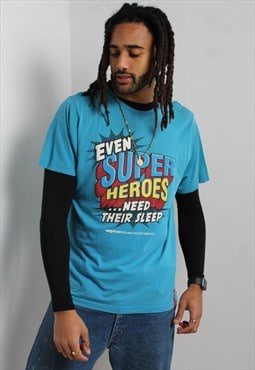 Vintage Y2K Super Hero Graphic T-Shirt Blue 