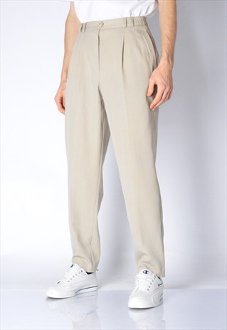VINTAGE 90S UNISEX BEIGE WOOL BLEND PANTS