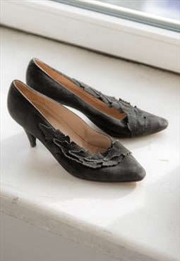 Vintage 80's Suede Shoes In Black