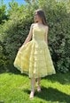 50's Vintage Yellow Lace Prom Slip Ladies Dress