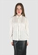 80'S VINTAGE LADIES WHITE LONG SLEEVE PUSSY BOW BLOUSE