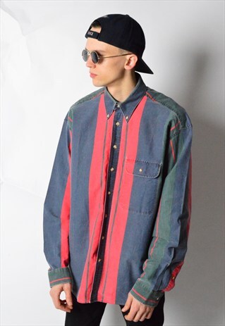 VINTAGE 90S COLOURFUL STRIPED LONG SLEEVE SHIRT