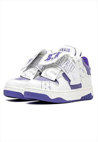 CHUNKY SOLE TRAINERS RETRO PATCH HIGH TOPS SKATE SHOES WHITE