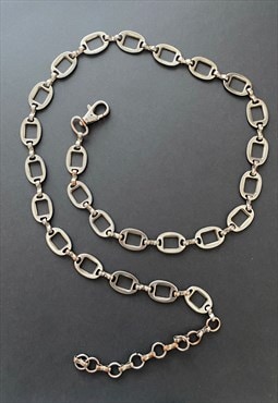 Vintage Ladies Silver Metal Chrome Chain Link Belt