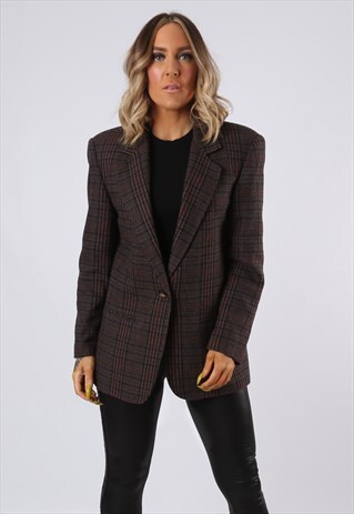 BLAZER TAILORED JACKET VINTAGE TARTAN UK 12 (NAJ)