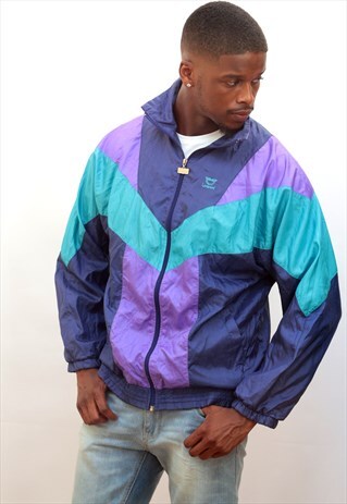 1990'S VINTAGE OVERSIZED MULTICOLOURED FESTIVAL SHELL JACKET