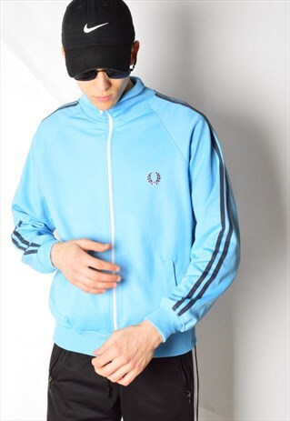 VINTAGE 80S ICE BLUE FRED PERRY TRACK JACKET