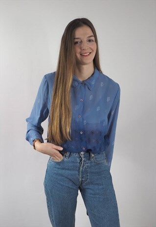 VINTAGE BLUE OMBRE SHEER SHIRT