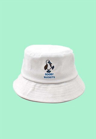 WHITE NEEDLE CORDUROY BUCKET HAT
