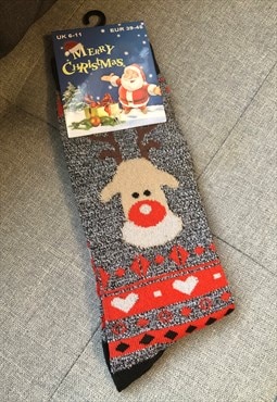 Mens Christmas Reindeer Socks 