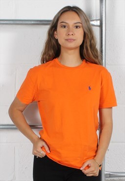 Vintage Polo Ralph Lauren T-Shirt in Orange with Logo XS