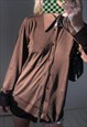 Deadstock Vintage 1970s Unisex Large Collar Brown Thin Shirt