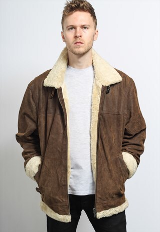 VINTAGE SUEDE AVIATOR FLEECE JACKET