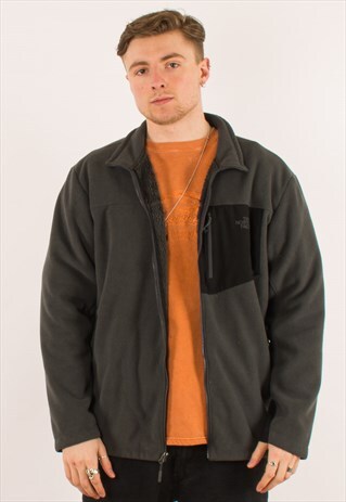 VINTAGE GREY NORTH FACE FULL ZIP FLEECE XXL