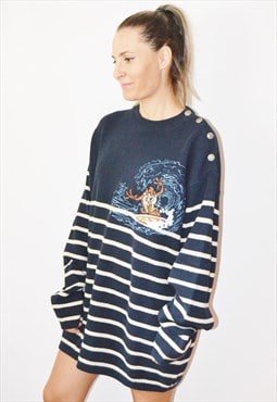 Vintage 90s LOONEY TUNES Tazmanian Embroidered Sweatshirt