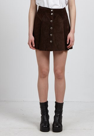 VINTAGE BROWN SUEDE MINI SKIRT