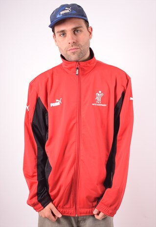 PUMA MENS VINTAGE TRACKSUIT TOP JACKET XL RED 90S