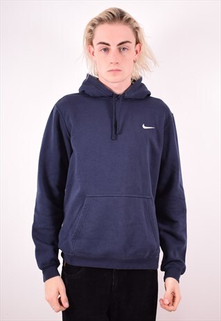 NIKE MENS VINTAGE HOODIE SWEATER MEDIUM BLUE 90S