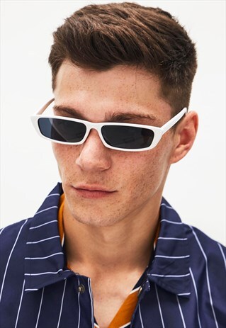 TRUDY - 90'S TINY SPORTY WHITE SUNGLASSES