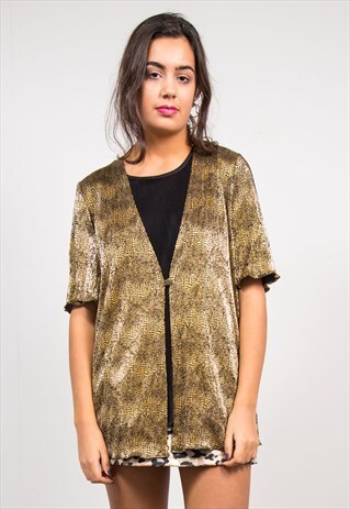VINTAGE 90'S GOLD RIBBED PATTERNED TOP