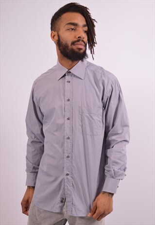 TRUSSARDI MENS VINTAGE SHIRT LARGE BLUE 90S