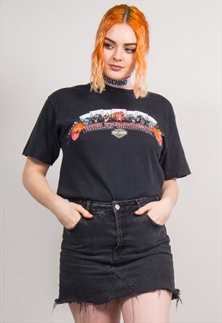HARLEY-DAVIDSON VINTAGE 90'S BLACK PLAYING CARDS T-SHIRT