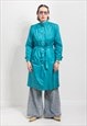 VINTAGE 80'S/90'S TRENCH IN TURQUOISE BELTED LIGHT COAT S/M