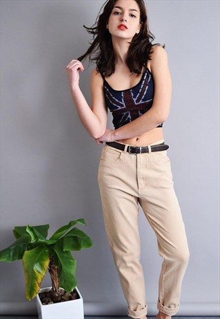 90'S RETRO HIGHWAISTED STRETCH BROWN MOM'S JEANS