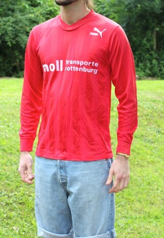 VINTAGE 80S PUMA SOCCER FOOTBALL JERSEY - SMALL - W. GERMANY