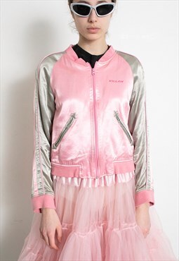 Vintage Killah y2k Satin Bomber Jacket Pink