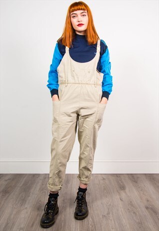 VINTAGE 90'S BEIGE OVERALLS STYLE DUNGAREES
