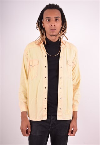 MUSTANG MENS VINTAGE SHIRT SMALL YELLOW 90S
