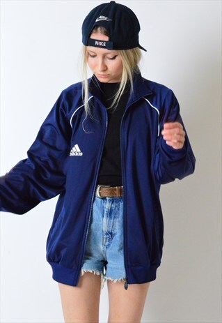 VINTAGE 90S NAVY BLUE ADIDAS BOMBER JACKET